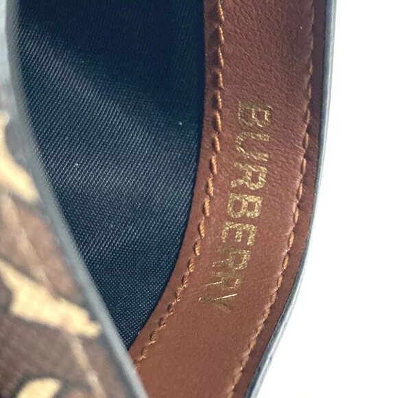 BURBERRY TB logo Business Card Holder Pass Case Card Case Leather Brown - Picture 8 of 11